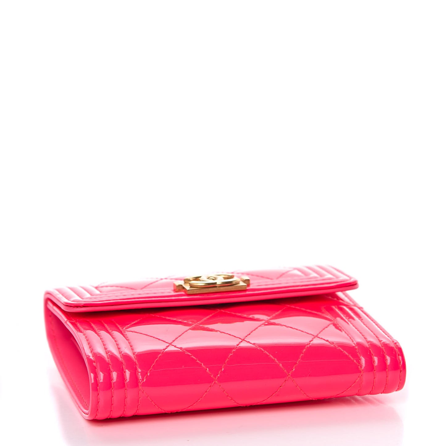 Patent Quilted Compact Boy Wallet Pink