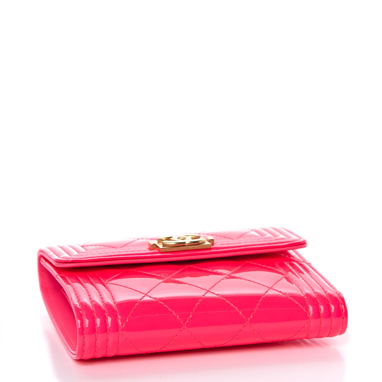 Chanel Patent Quilted Compact Boy Wallet Pink 4 of 9