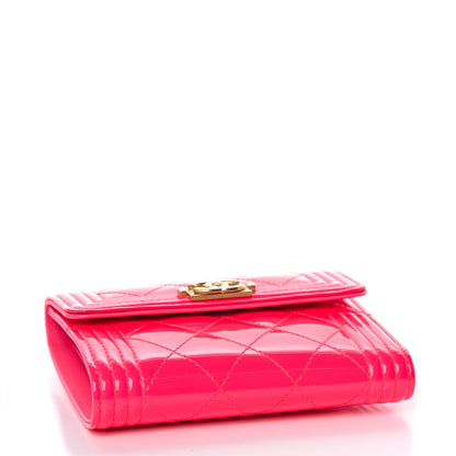 Chanel Patent Quilted Compact Boy Wallet Pink 4 of 9