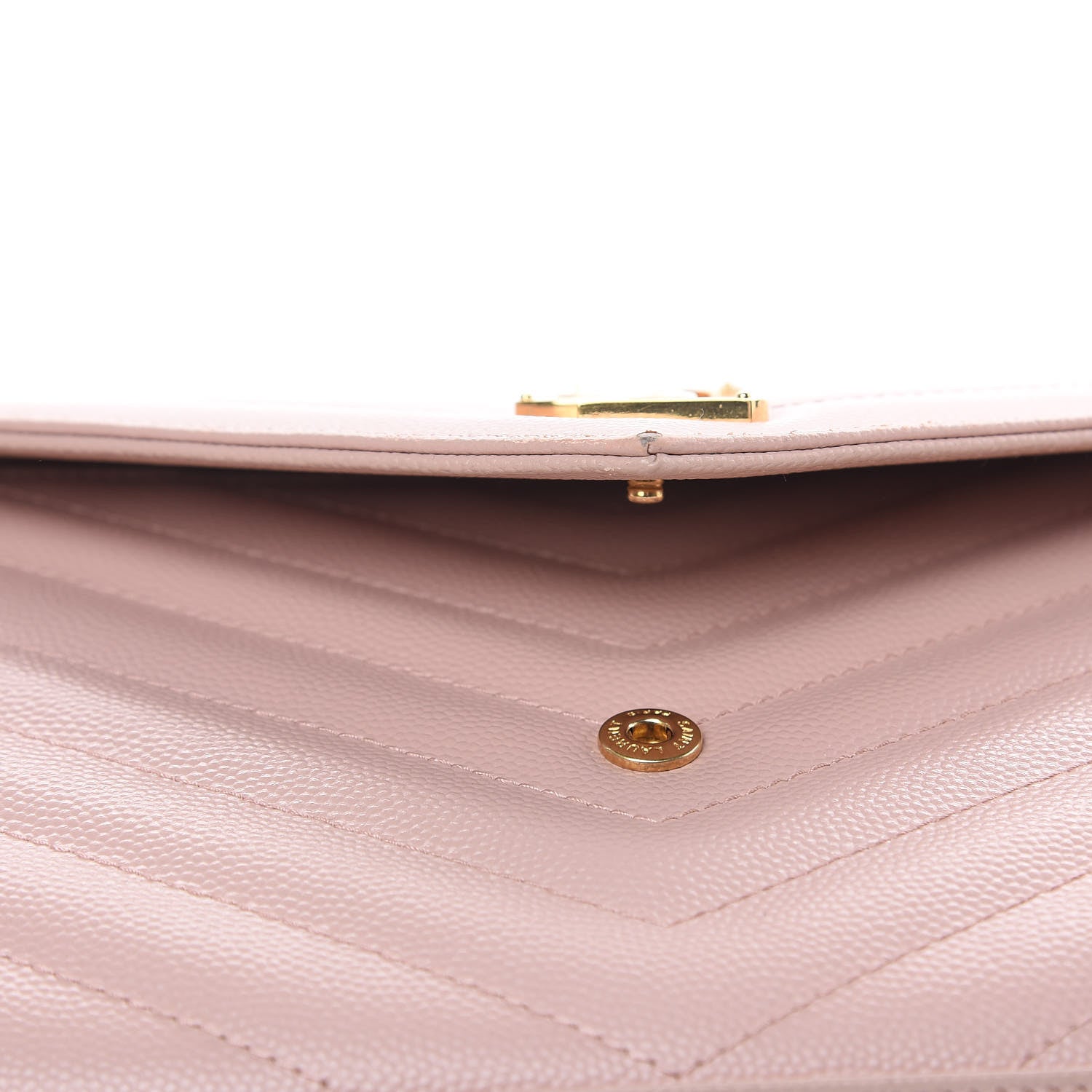 Saint Laurent Grain De Poudre Matelasse Chevron Monogram Chain Wallet Pale Pink 9 of 12