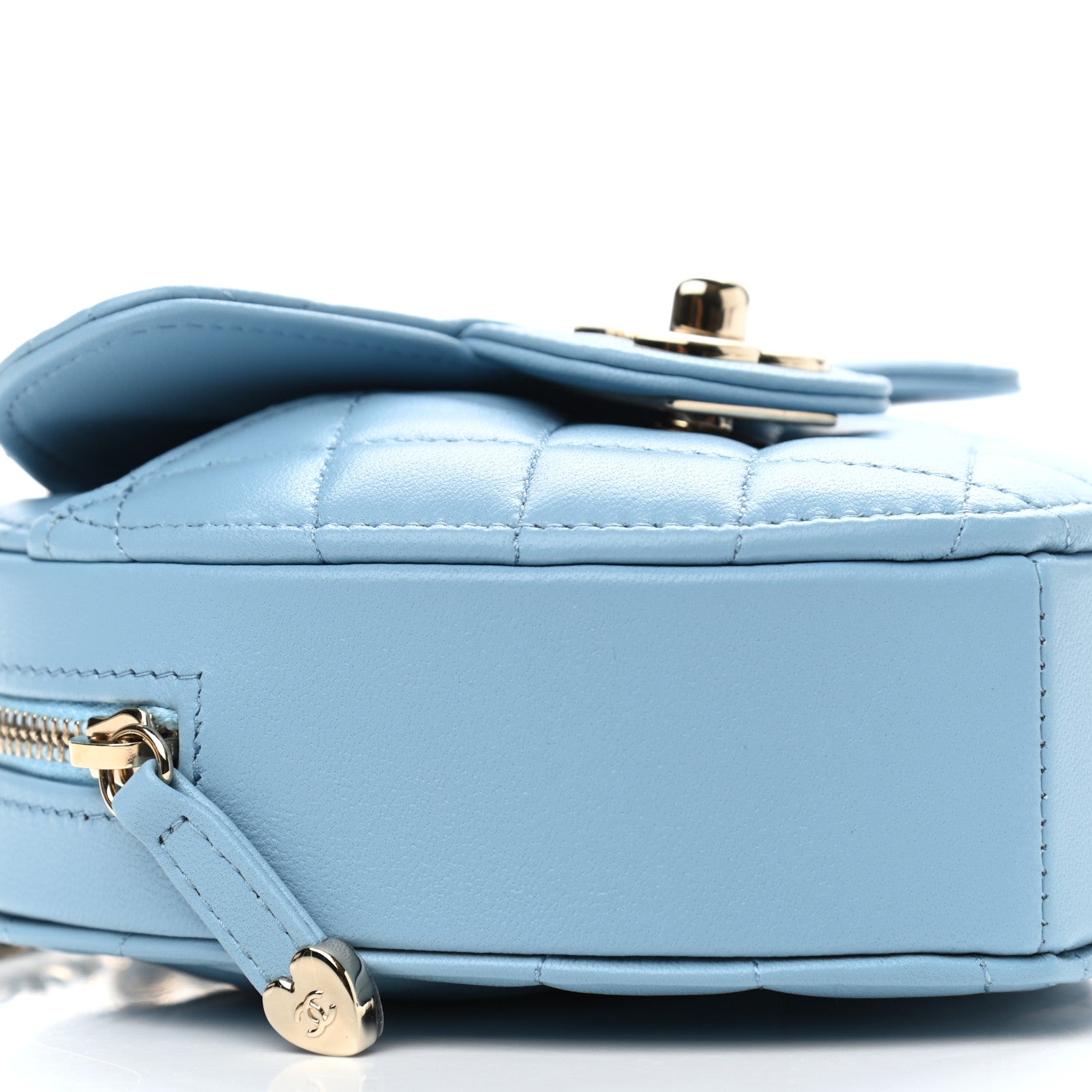 Chanel Lambskin Quilted CC In Love Heart Clutch With Chain Light Blue 9 of 11