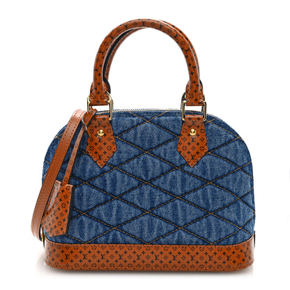 Louis Vuitton Denim Calfskin Reverse Monogram Malletage Alma BB Blue 1 of 9