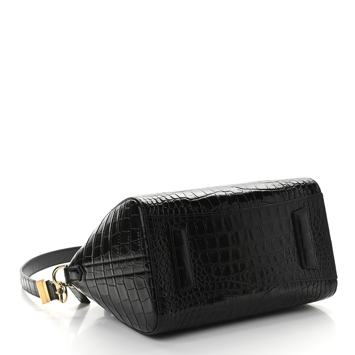 Calfskin Crocodile Embossed Small Antigona Black