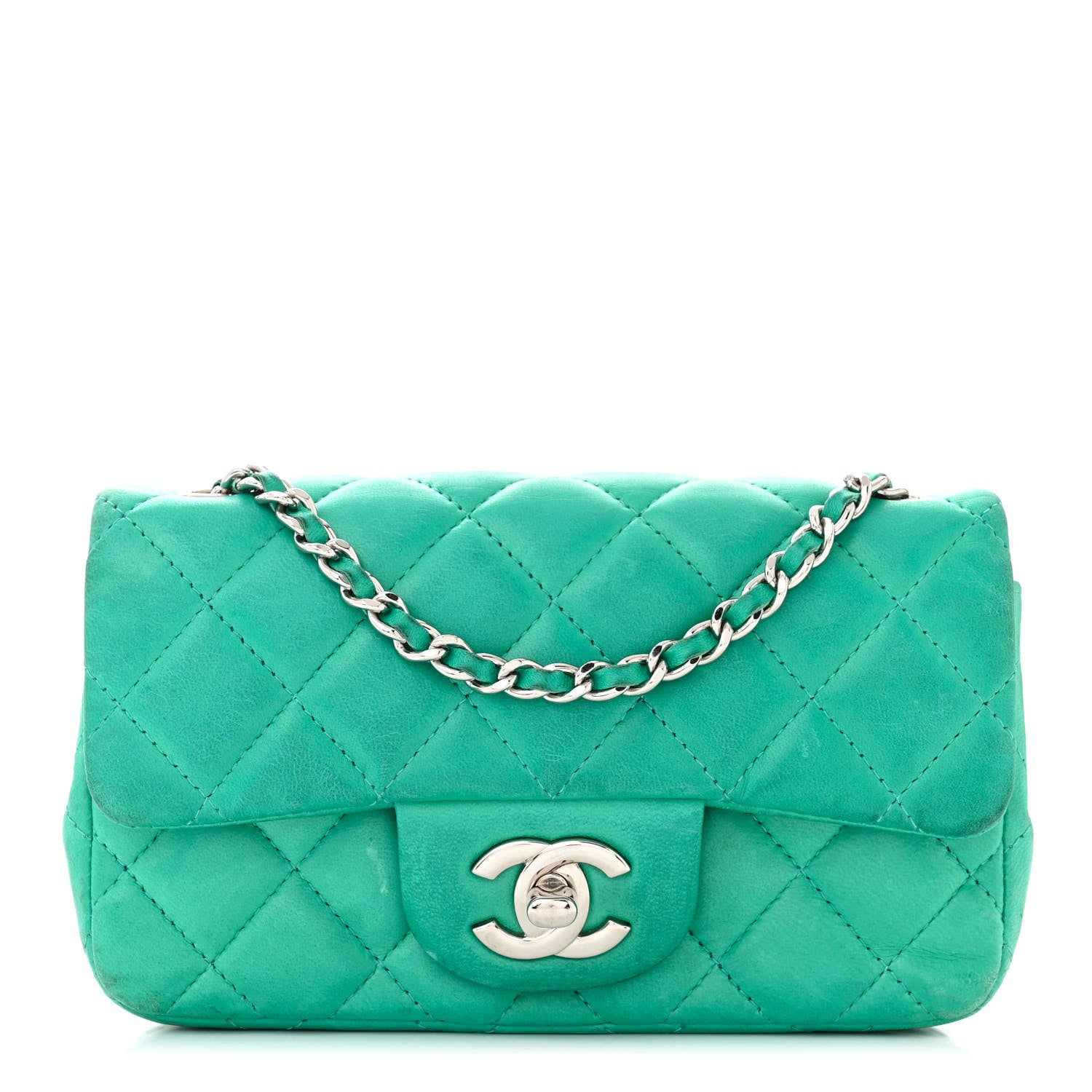 Chanel Lambskin Quilted Extra Mini Rectangular Flap Green 1 of 11