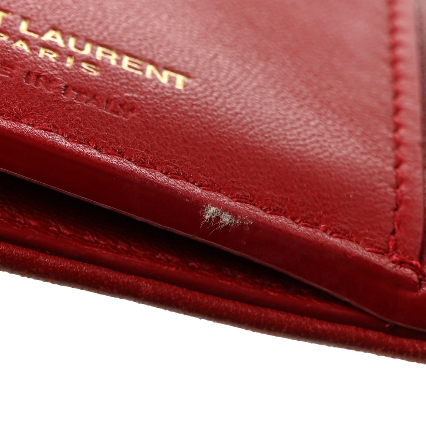 Lambskin Matelasse Monogram Vicky Tri-Fold Wallet Rouge Eros