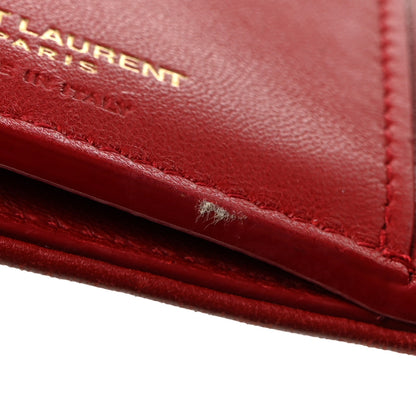Saint Laurent Lambskin Matelasse Monogram Vicky Tri-Fold Wallet Rouge Eros 8 of 16