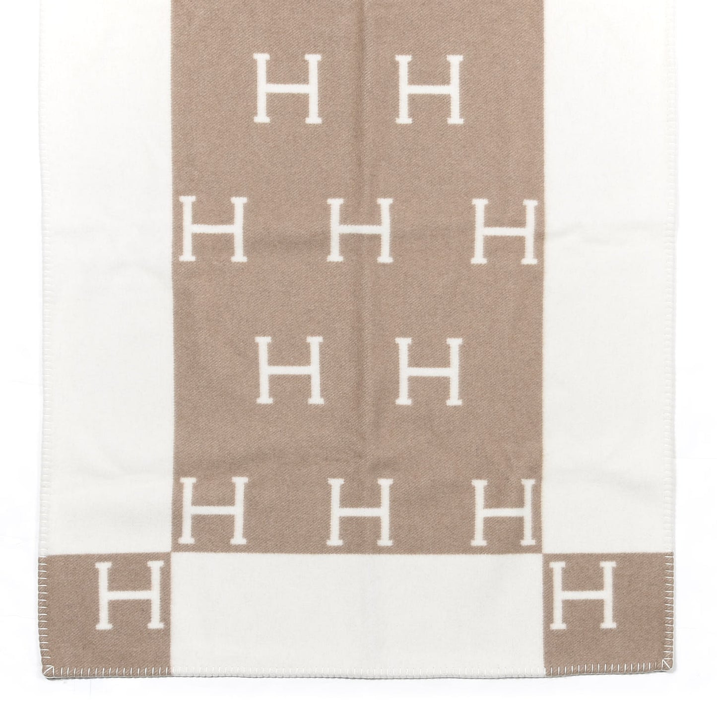 Wool Cashmere Avalon Baby Blanket Noisette Moyen White