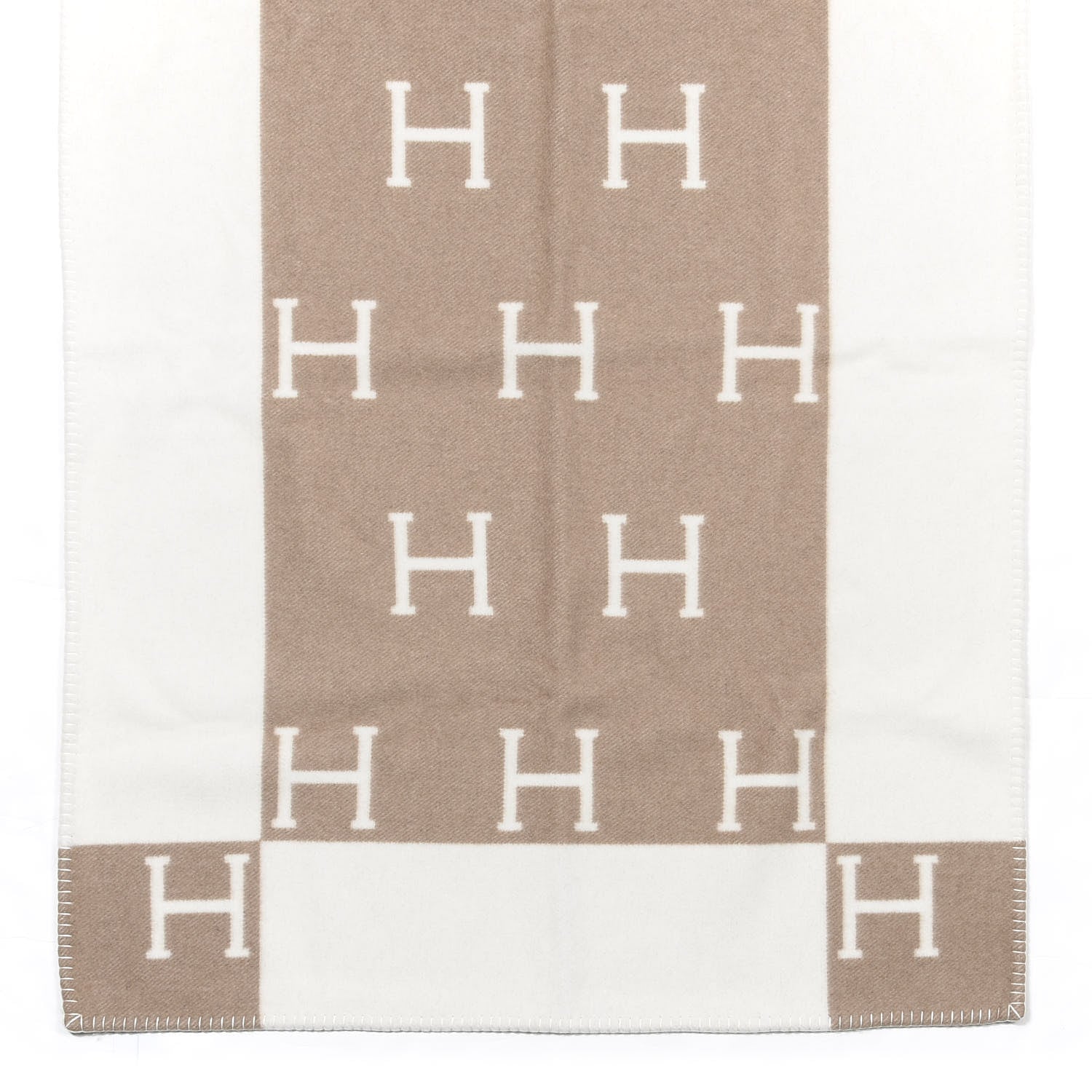 Hermes Wool Cashmere Avalon Baby Blanket Noisette Moyen White 4 of 5