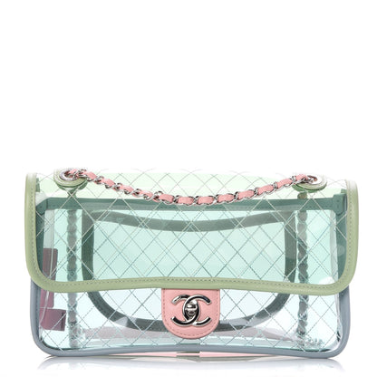 Chanel Lambskin PVC Quilted Medium Coco Splash Flap Blue Green 1 of 8