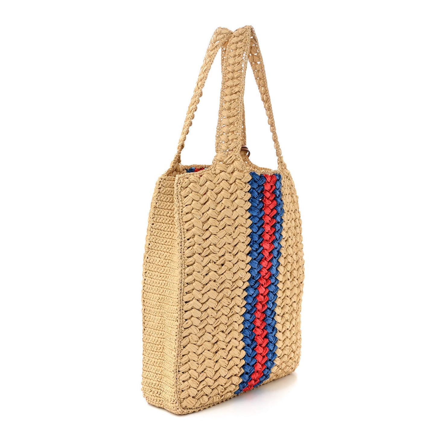 Raffia Effect Interlocking G Tote Bag Beige