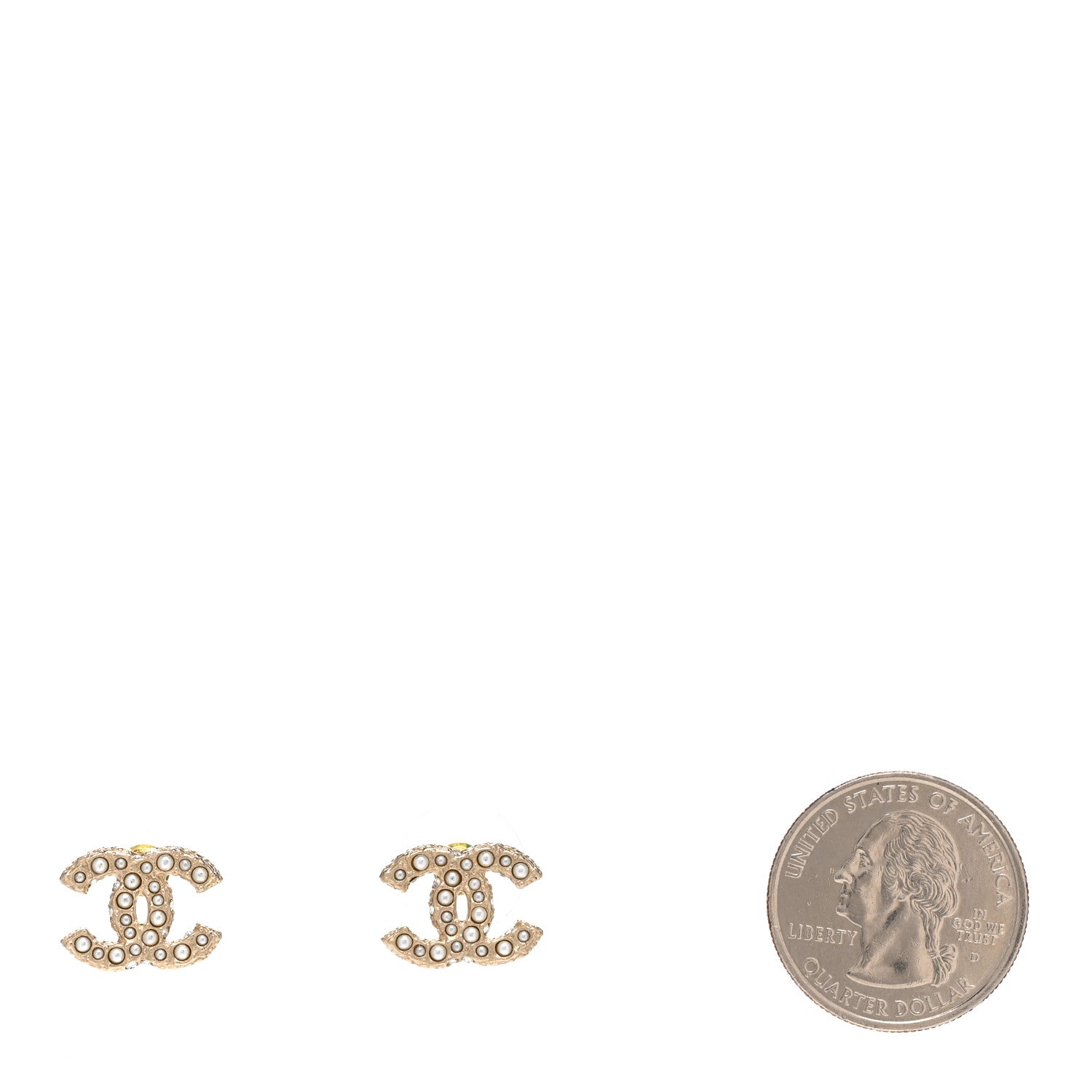 Chanel Metal Graduated Pearl Crystal CC Earrings Light Gold 2 of 5