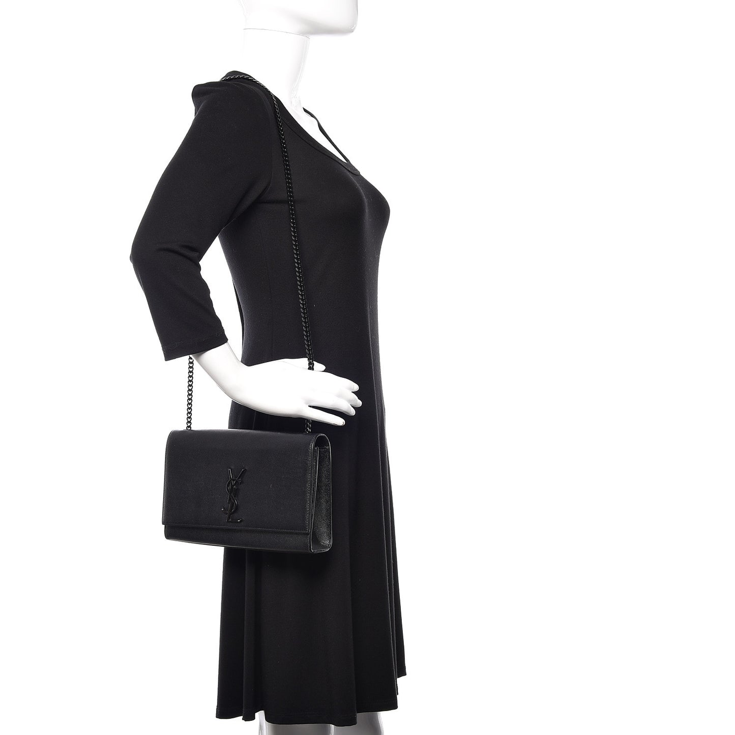 Grain De Poudre Medium Classic Monogram Kate Satchel Black