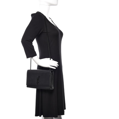 Saint Laurent Grain De Poudre Medium Classic Monogram Kate Satchel Black 2 of 8