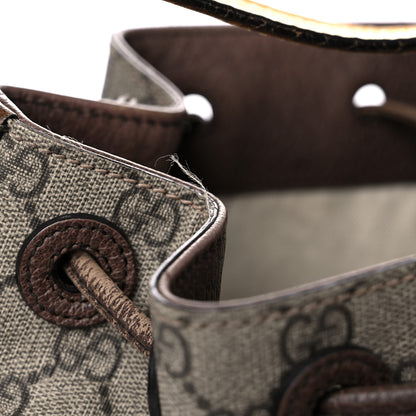 Gucci GG Supreme Monogram Neo Vintage Drawstring Bucket Backpack Beige New Acero Crop 8 of 31