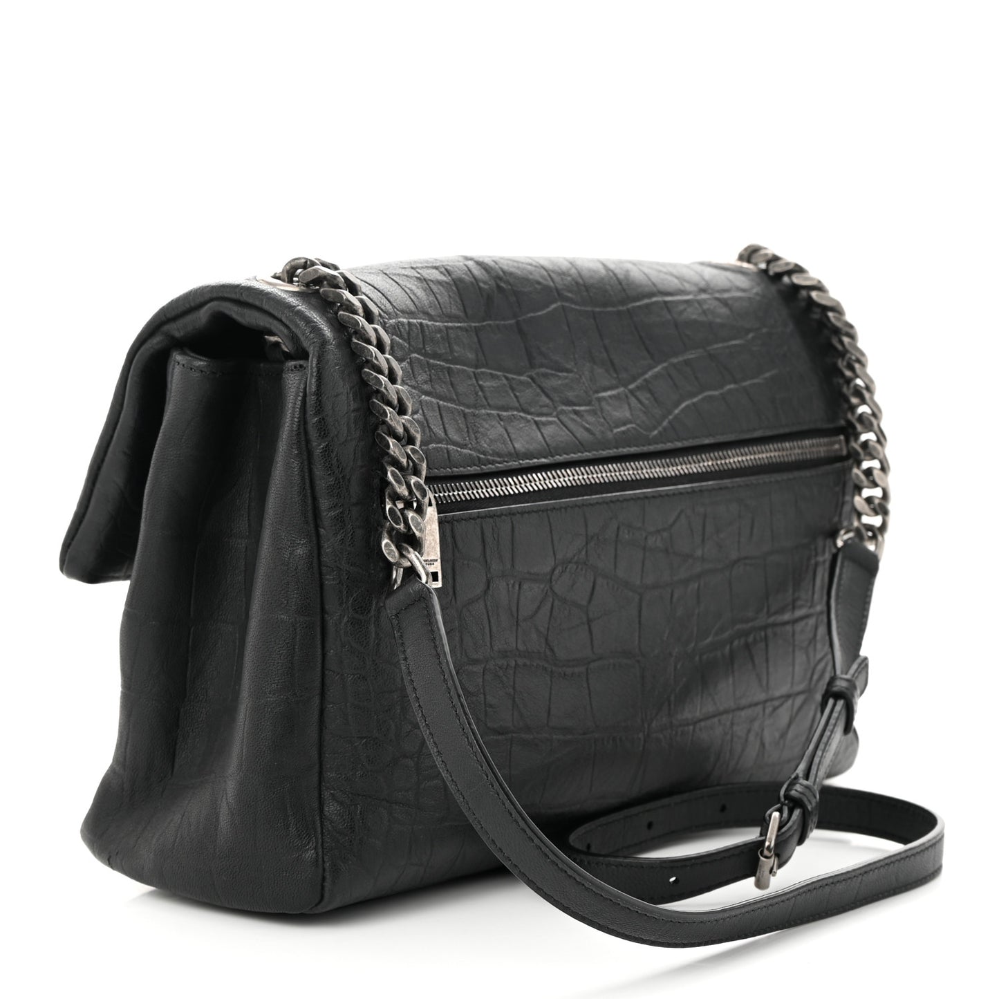 Calfskin Crocodile Embossed Medium West Hollywood Monogram Fold-Over Bag