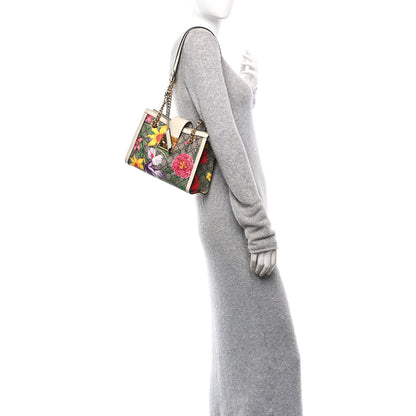 Gucci GG Supreme Monogram Flora Textured Calfskin Small Padlock Tote Beige Ebony Multicolor Mystic White 3 of 17