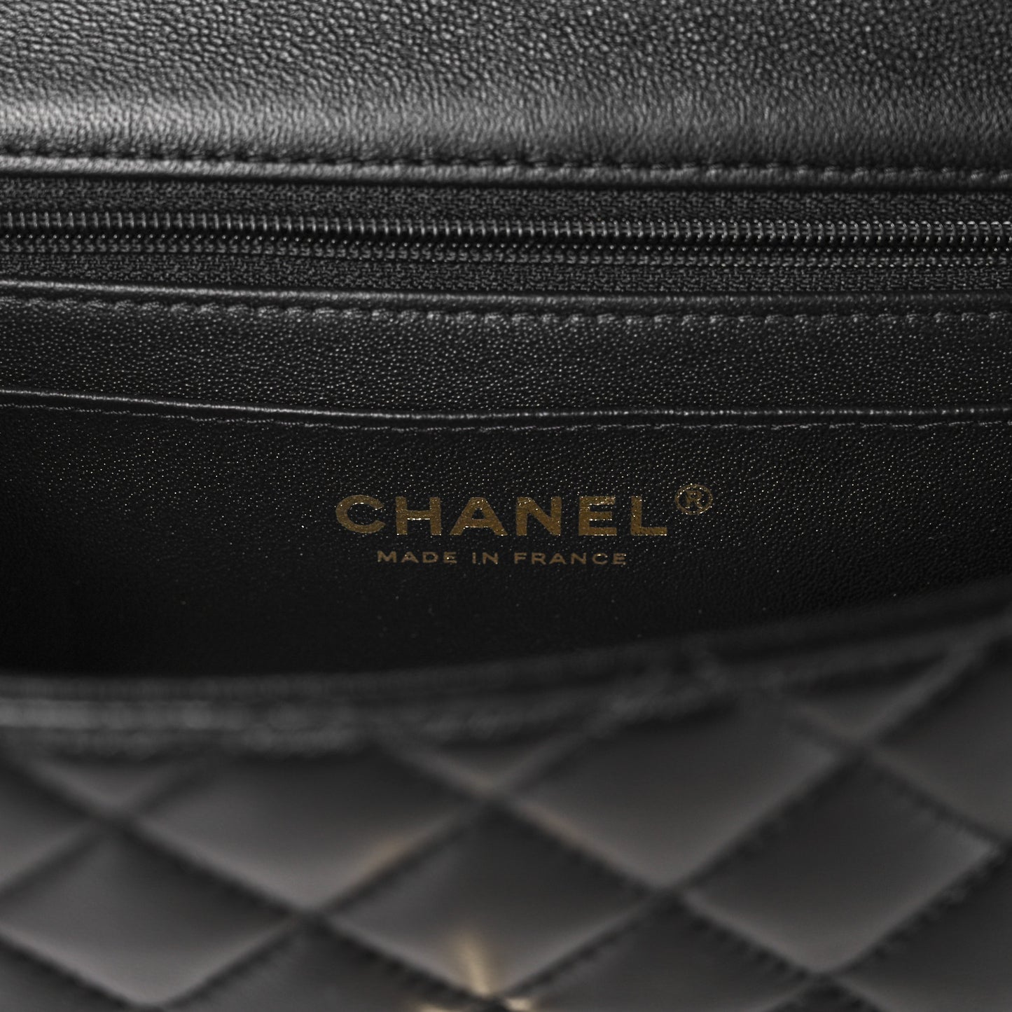Lambskin Quilted Mini Lion Charm Top Handle Rectangular Flap Black