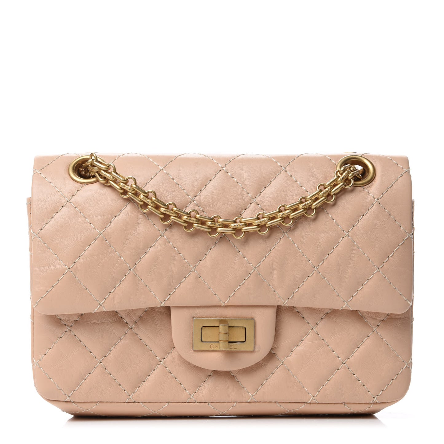 Aged Calfskin Quilted 2.55 Reissue Mini Flap Beige