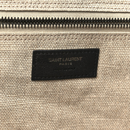 Saint Laurent Linen Calfskin Rive Gauche Tote Optic White 6 of 11