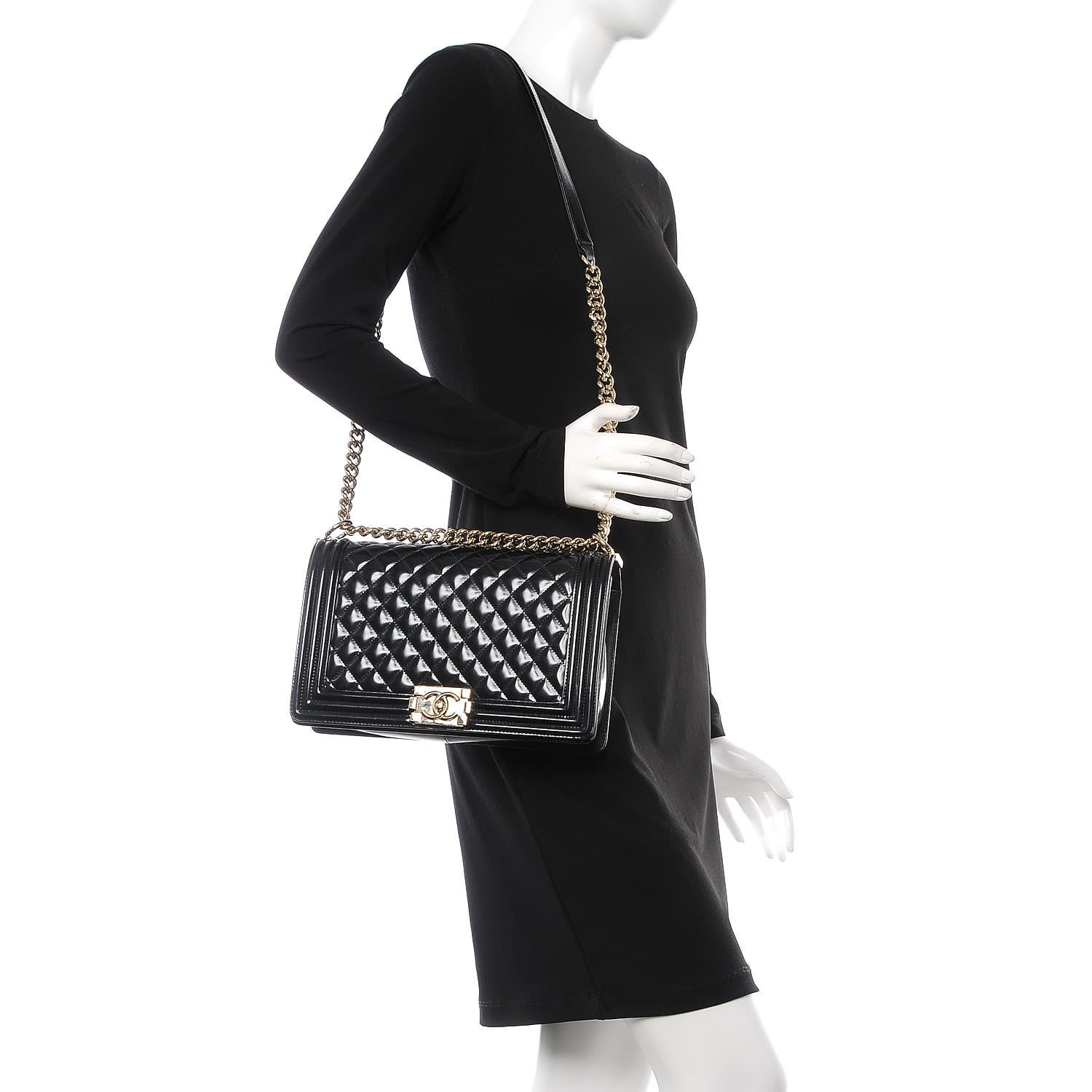 Chanel Iridescent Glazed Calfskin Quilted New Medium Boy Flap Black 2 of 8