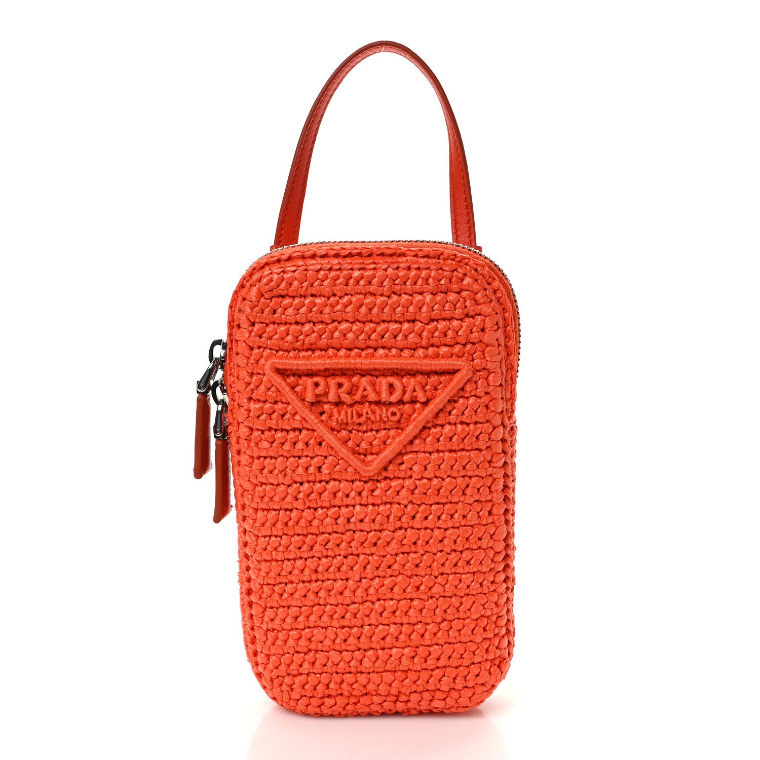 Prada Yarn Raffia Effect Crochet Mini Crossbody Bag Arancio 3 of 10
