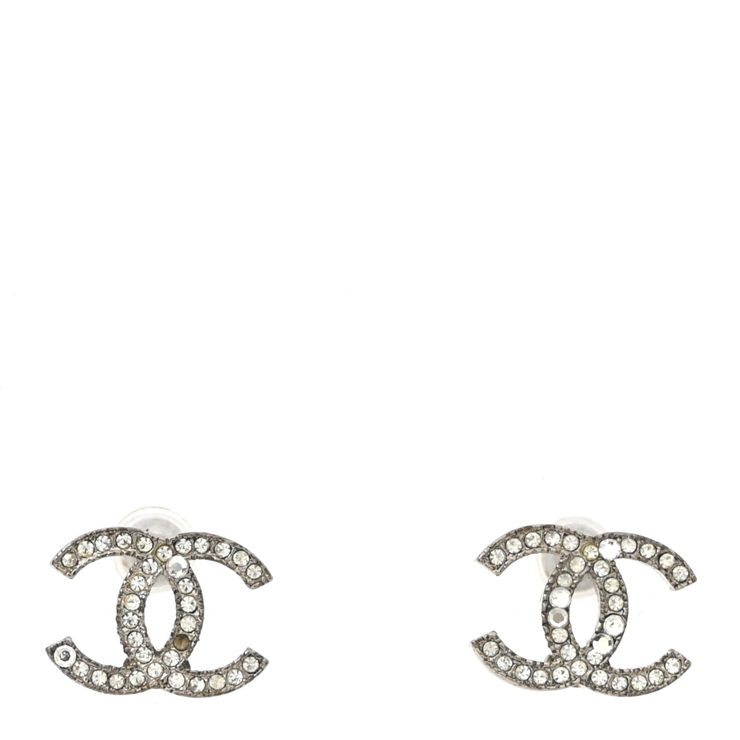 Chanel Crystal CC Earrings Silver 1 of 5