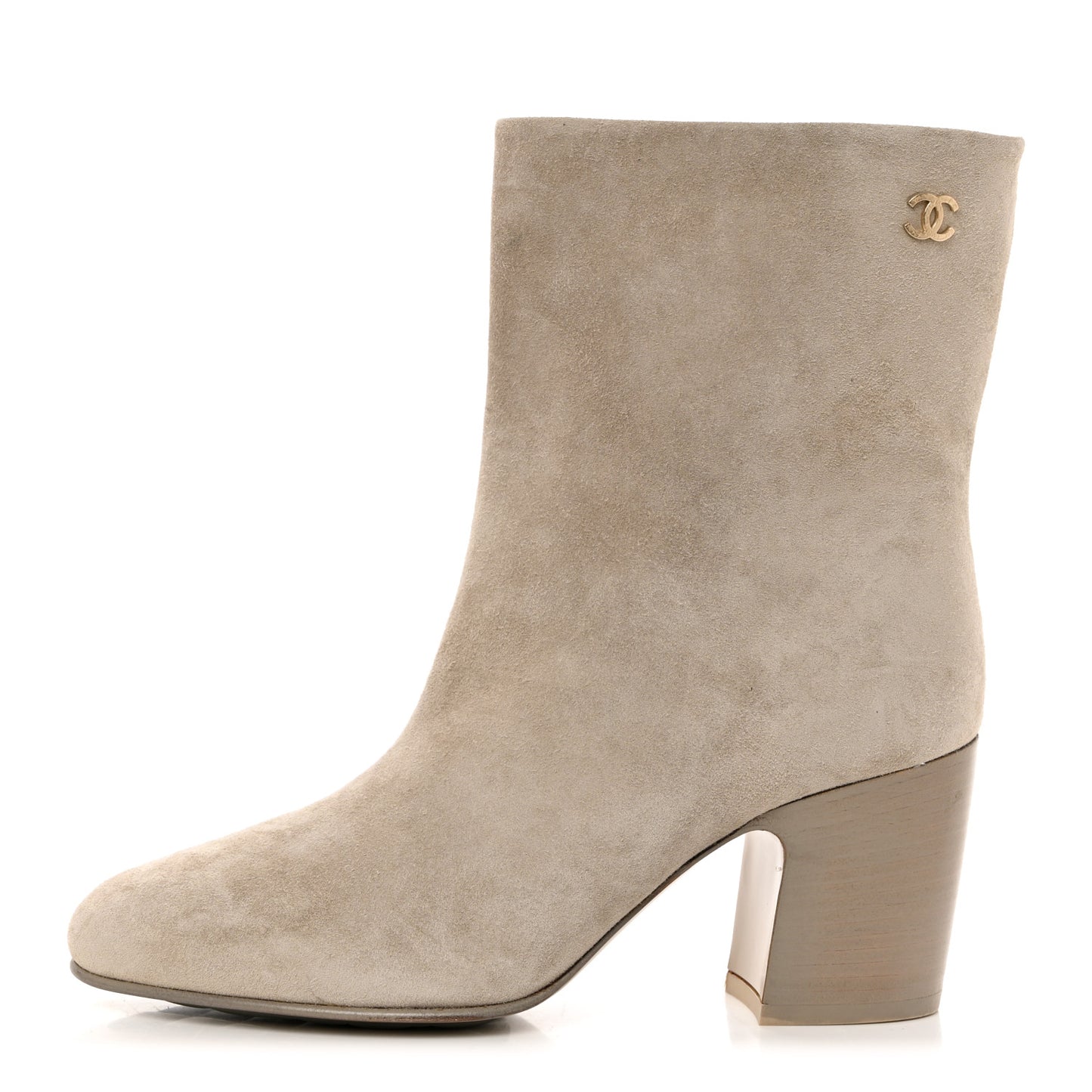 Suede Calfskin CC Short Boots 37.5 Beige
