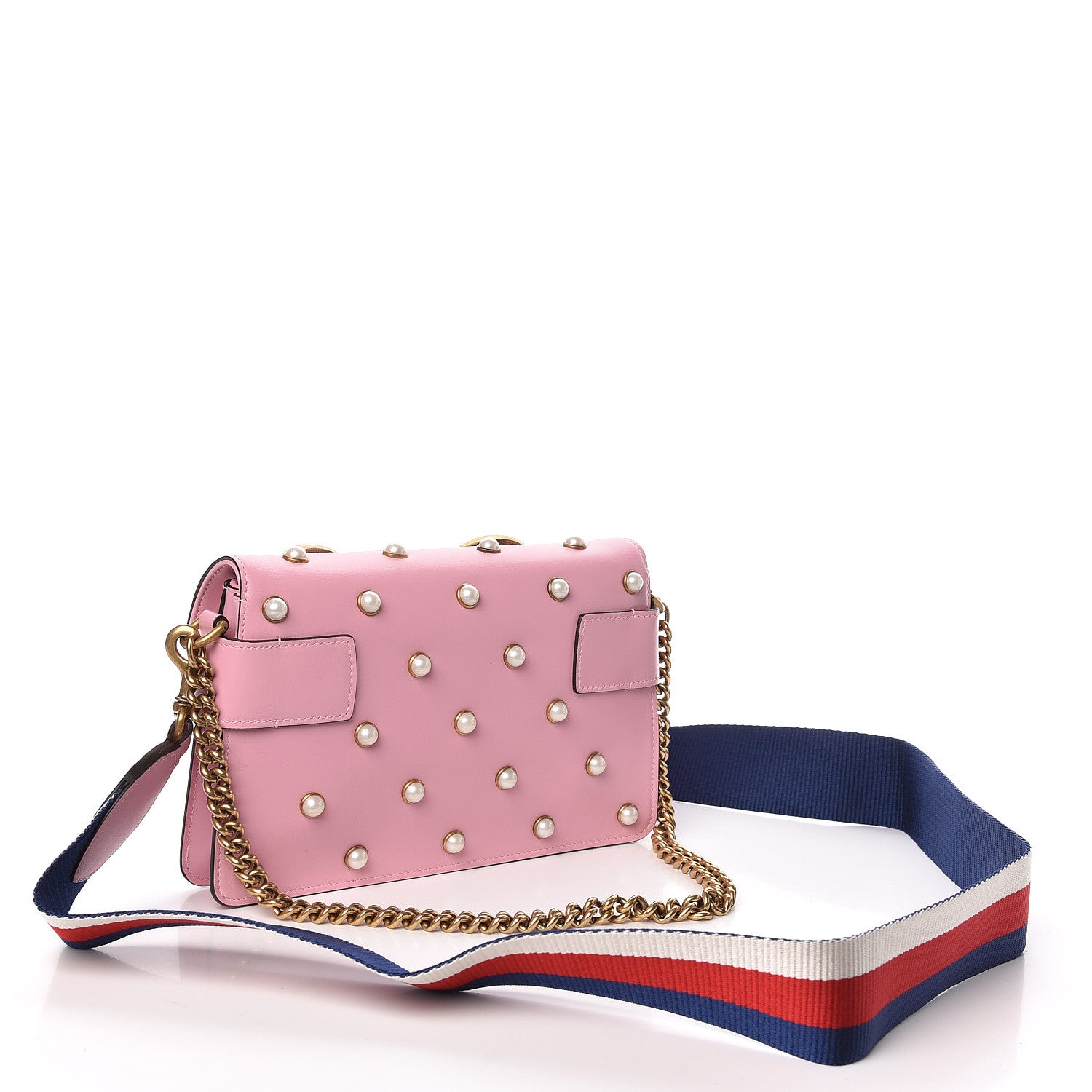 Gucci Nappa Pearl Studded Mini Queen Margaret Broadway Shoulder Bag Sugar Pink 3 of 10