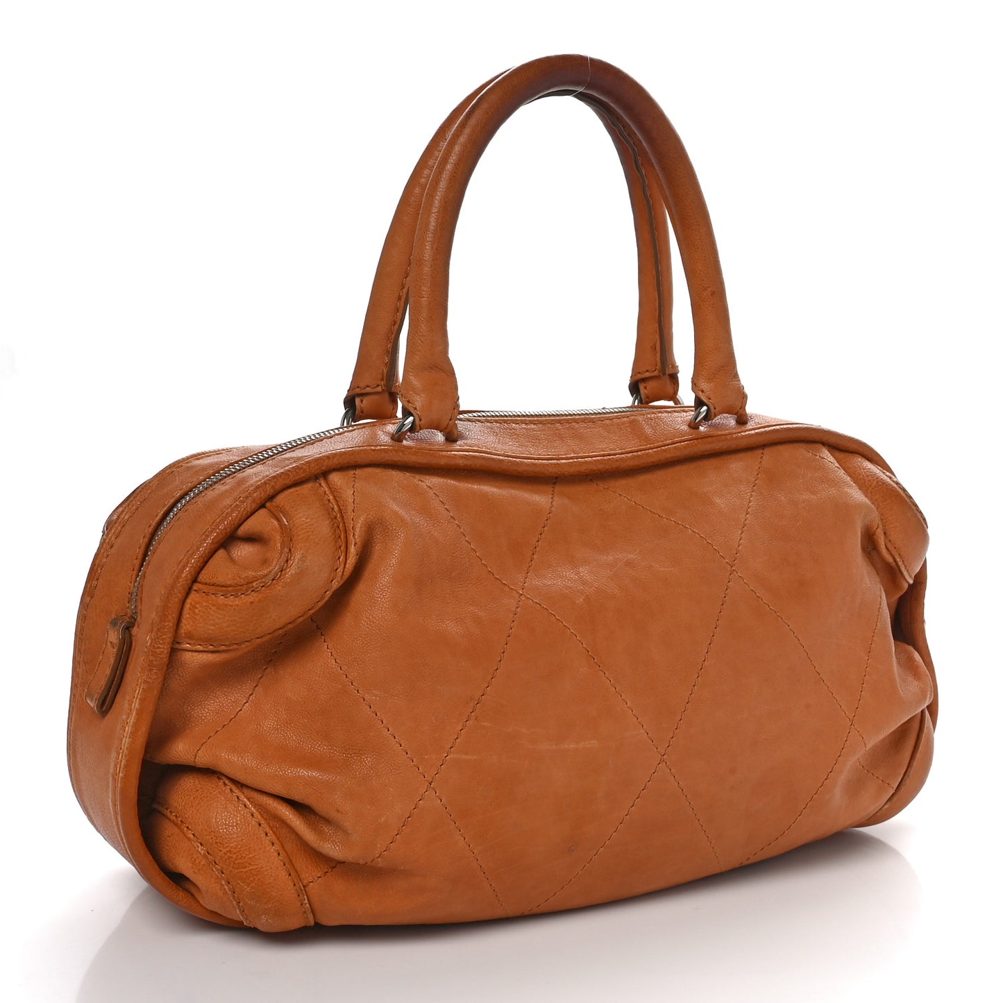 Calfskin Stitched Bowler Light Brown