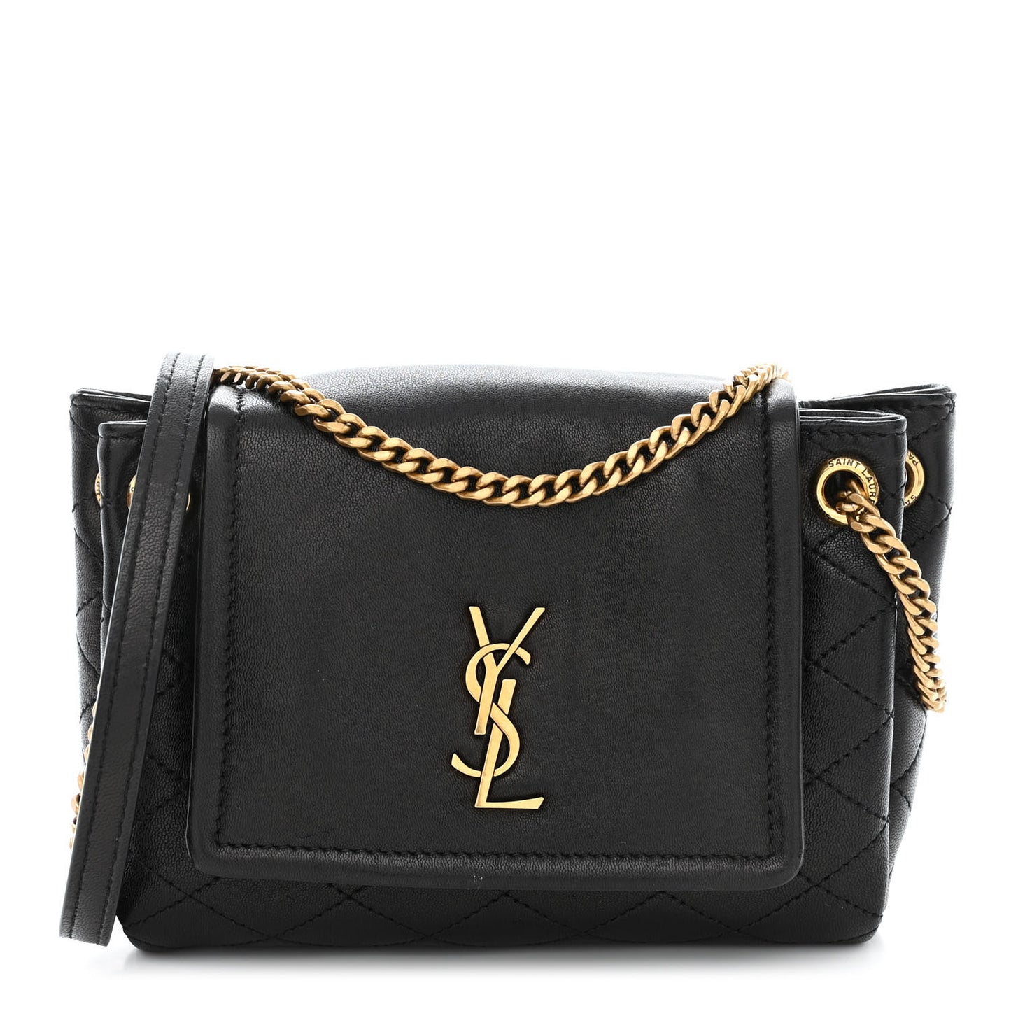 Lambskin Quilted Monogram Mini Nolita Black