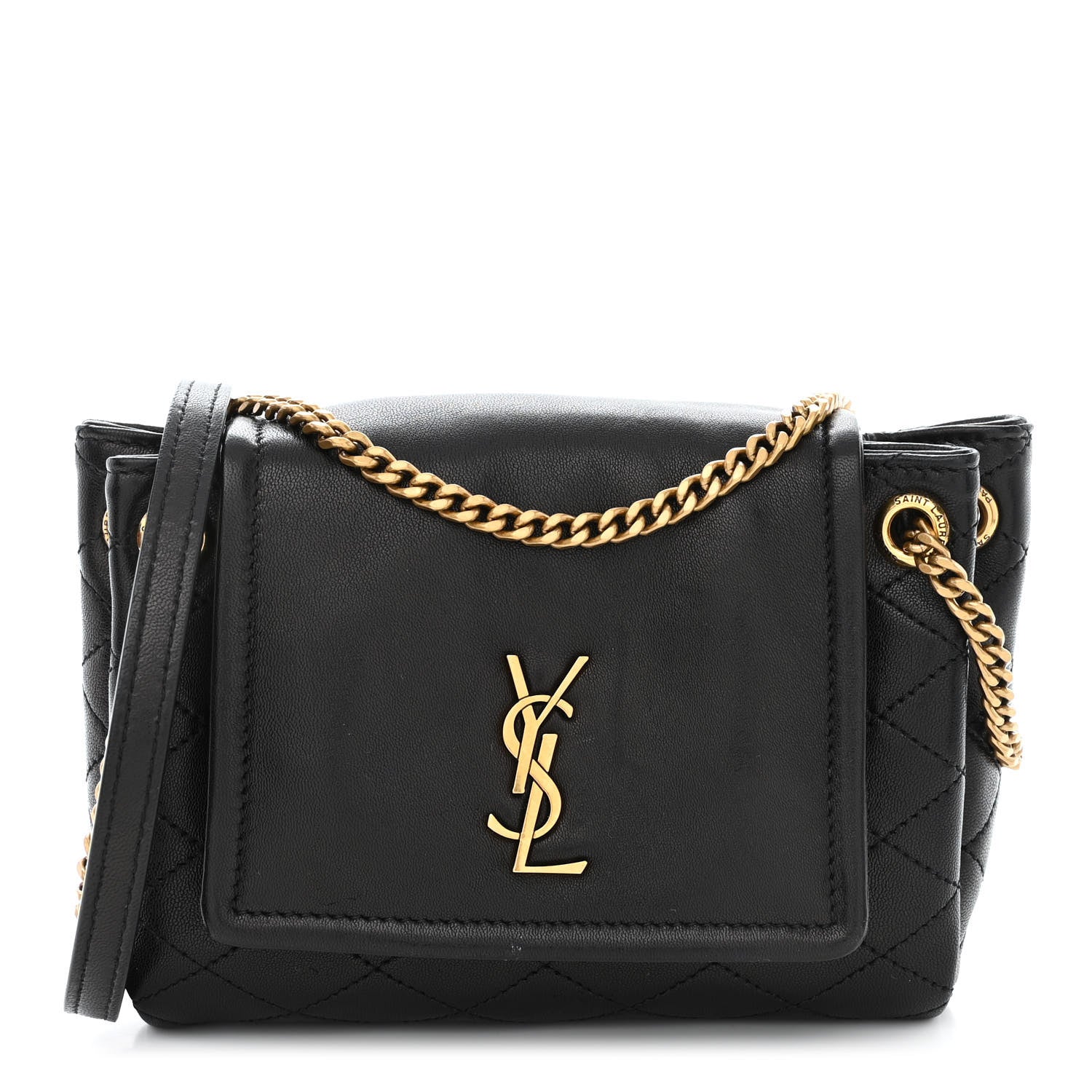 Saint Laurent Lambskin Quilted Monogram Mini Nolita Black 1 of 10