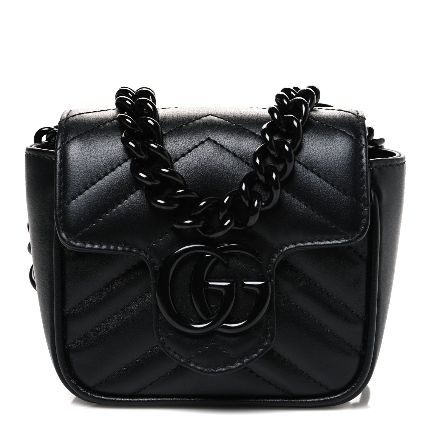 Calfskin Matelasse Monochrome GG Marmont Chain Mini Belt Bag Black