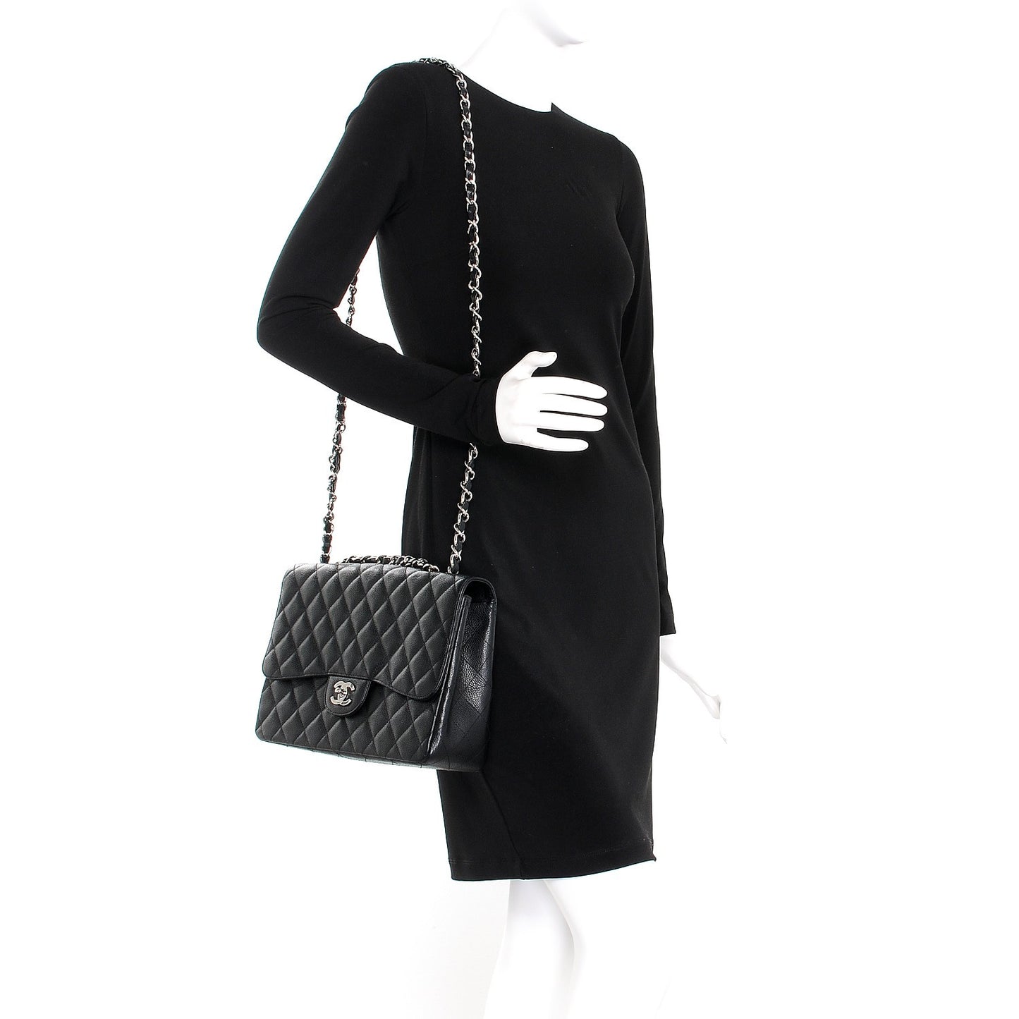 Caviar Quilted Jumbo Single Flap Black