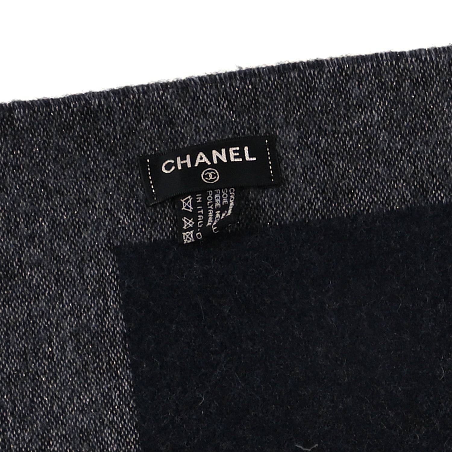 Chanel Cashmere CC Fringe Stole Grey Dark Grey 3 of 3