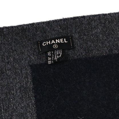 Chanel Cashmere CC Fringe Stole Grey Dark Grey 3 of 3