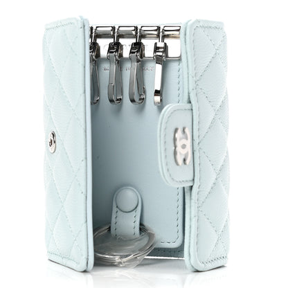 Chanel Caviar Quilted Classic 4 Key Holder Wallet Light Blue 4 of 7