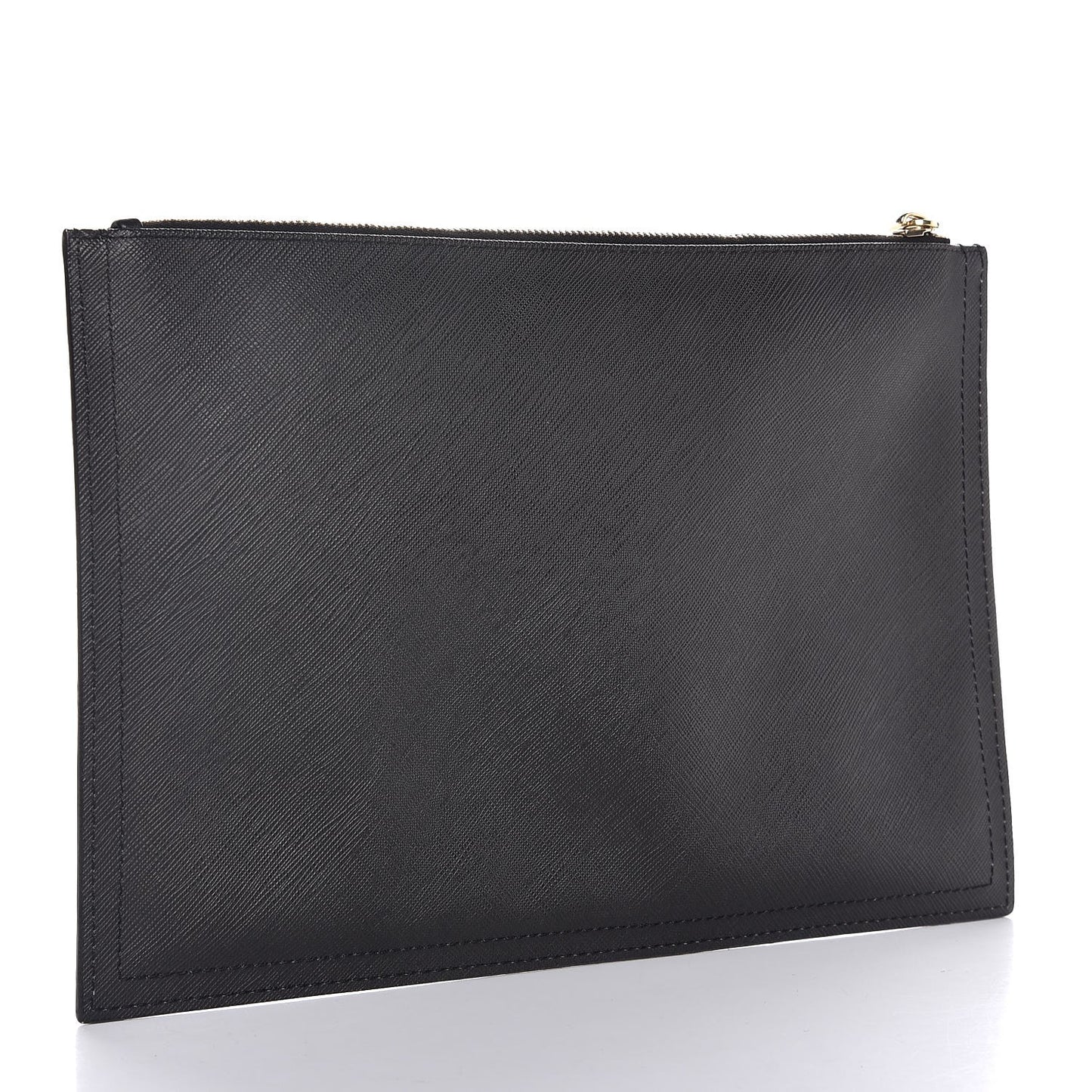 Textured Coated Canvas Bambi Print Medium Cosmetic Pouch Black