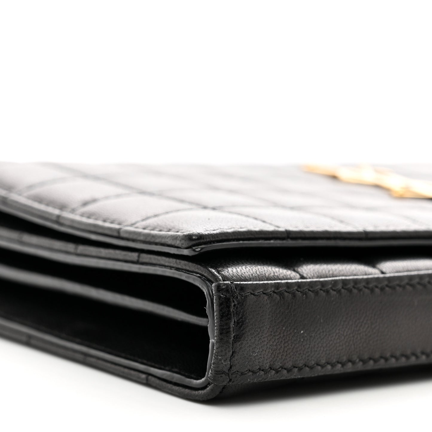 Lambskin Carre Quilted Cassandre Chain Wallet Black