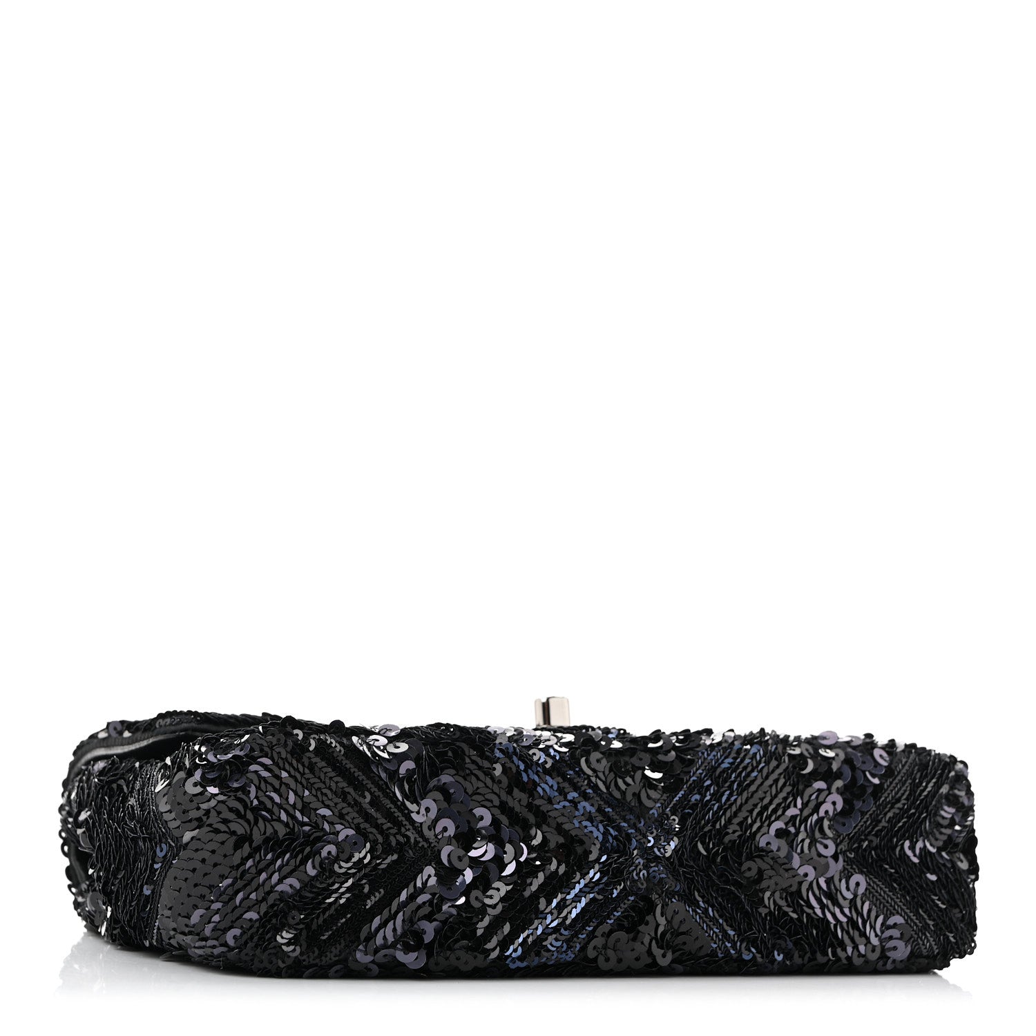 Chanel Sequins Chevron Mini Rectangular Flap Black Blue 4 of 11