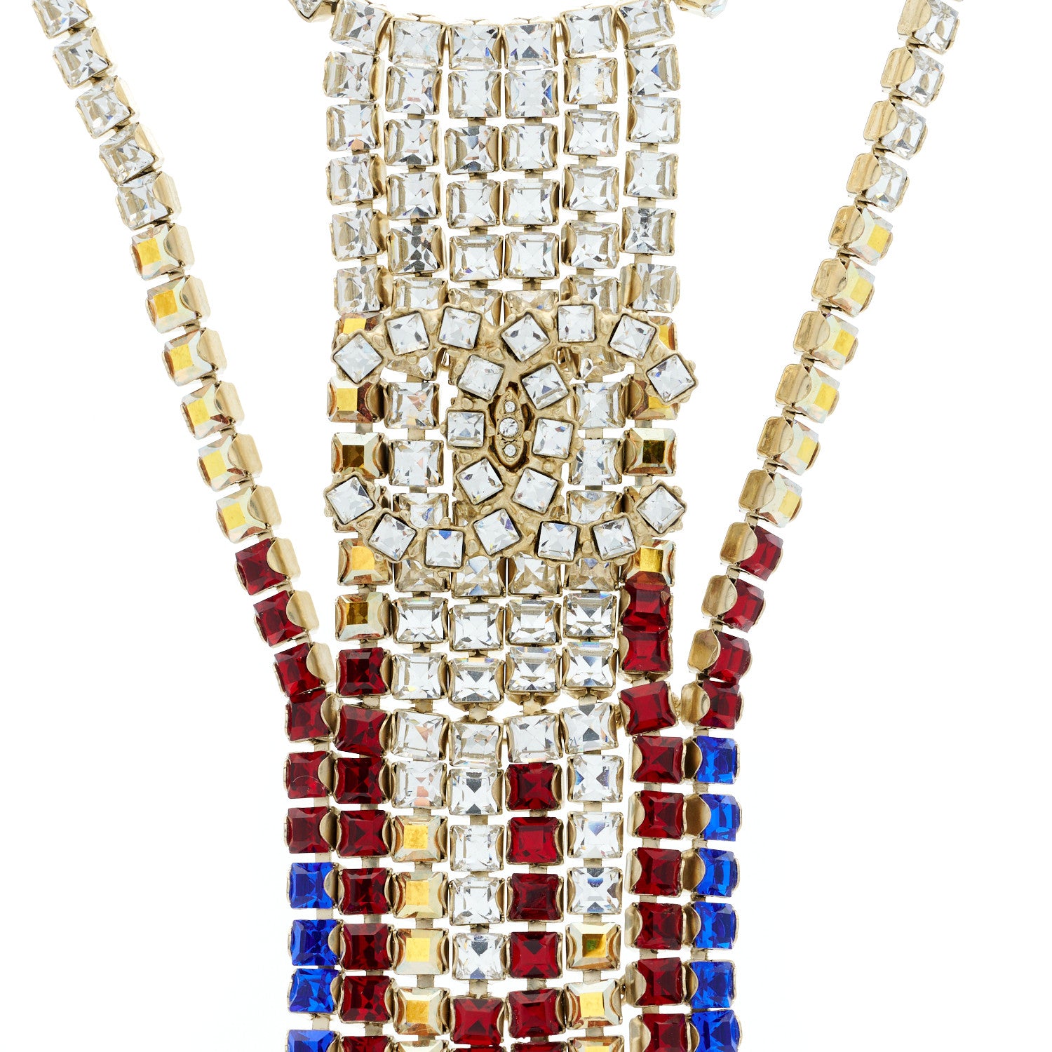 Chanel Crystal Skyline CC Necklace Blue Black Red 3 of 6