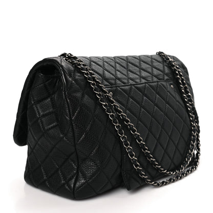 Chanel Grained Calfskin Quilted Small XXL Travel Flap Bag Black 2 of 8