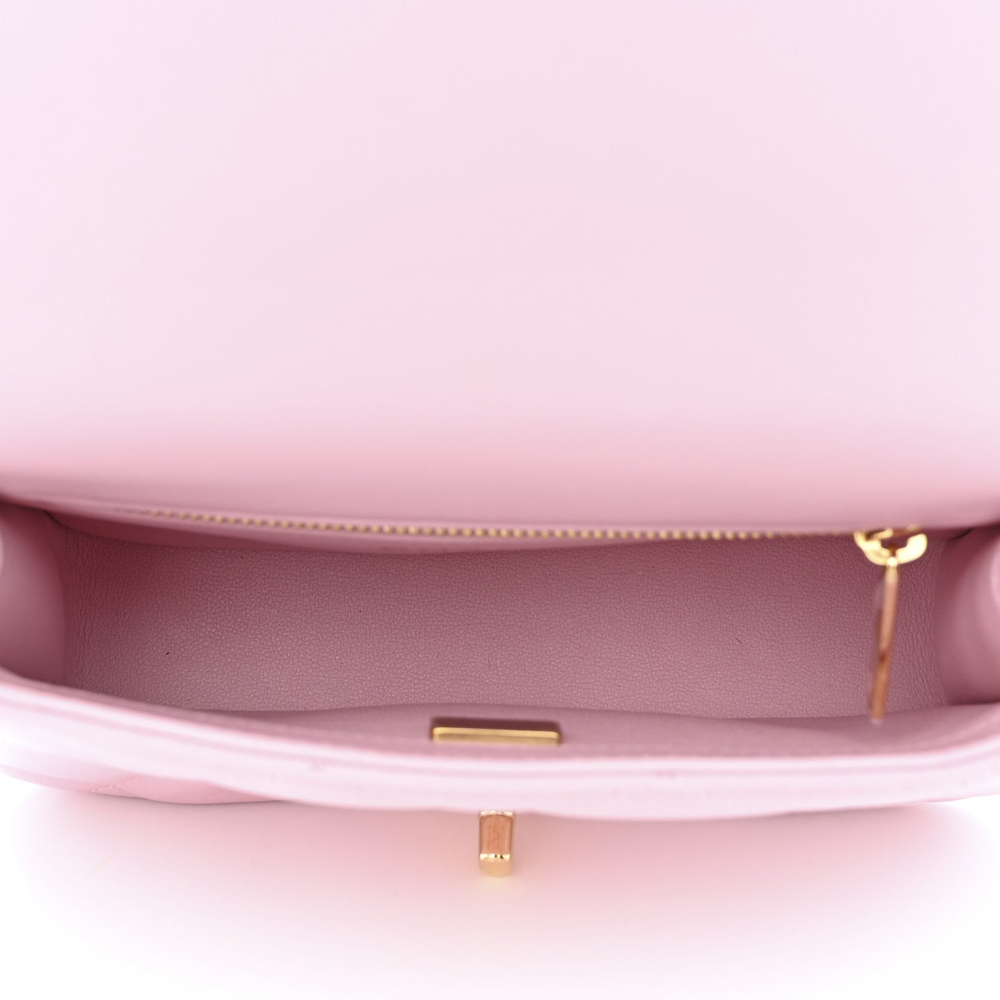 Lambskin Resin Quilted Top Handle Flap Light Pink