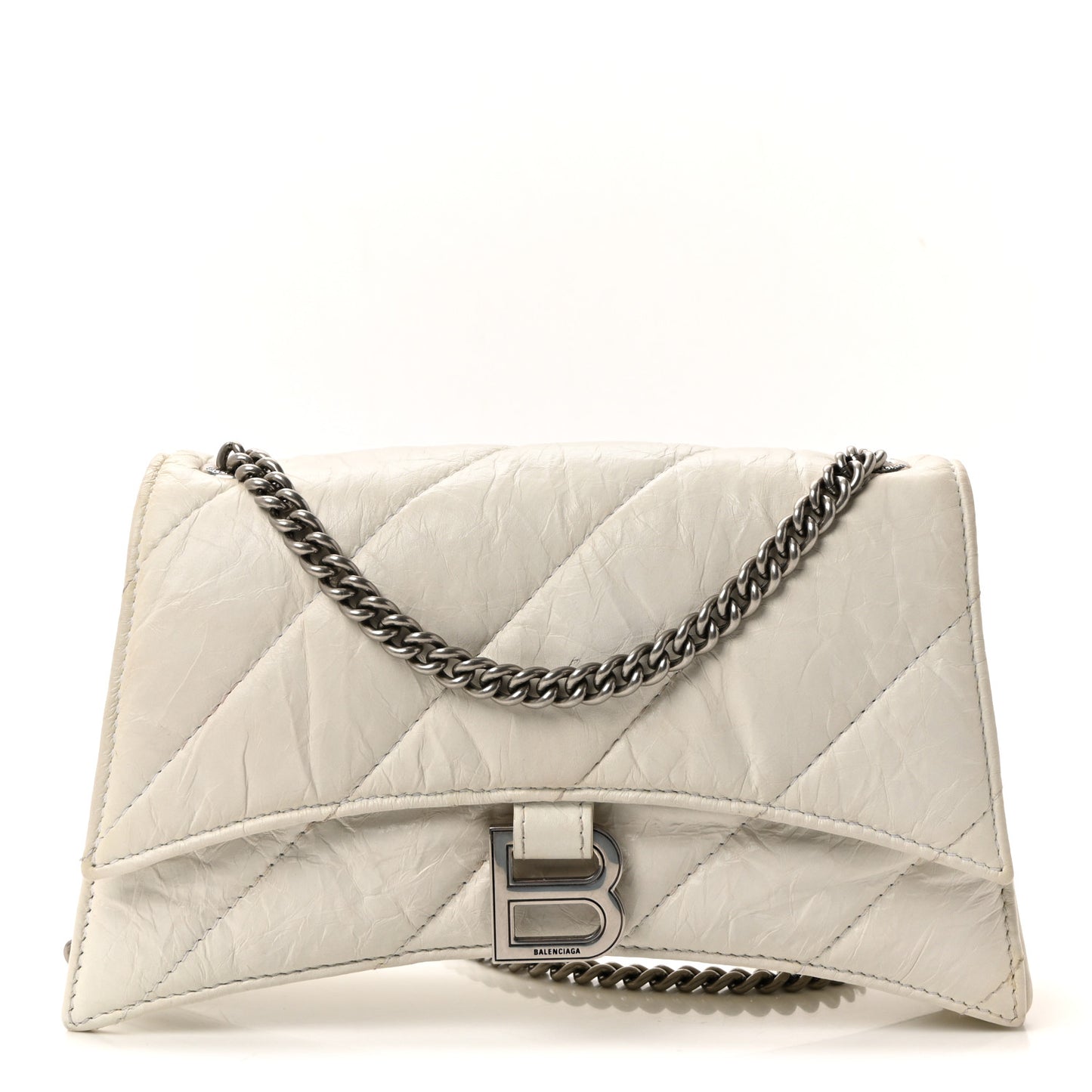 Crushed Calfskin Quilted XS Crush Chain Bag  Optic White