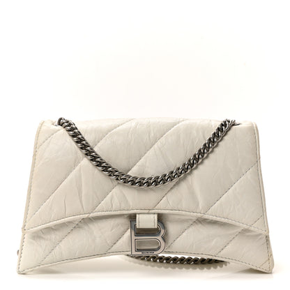 Balenciaga Crushed Calfskin Quilted XS Crush Chain Bag  Optic White 1 of 9