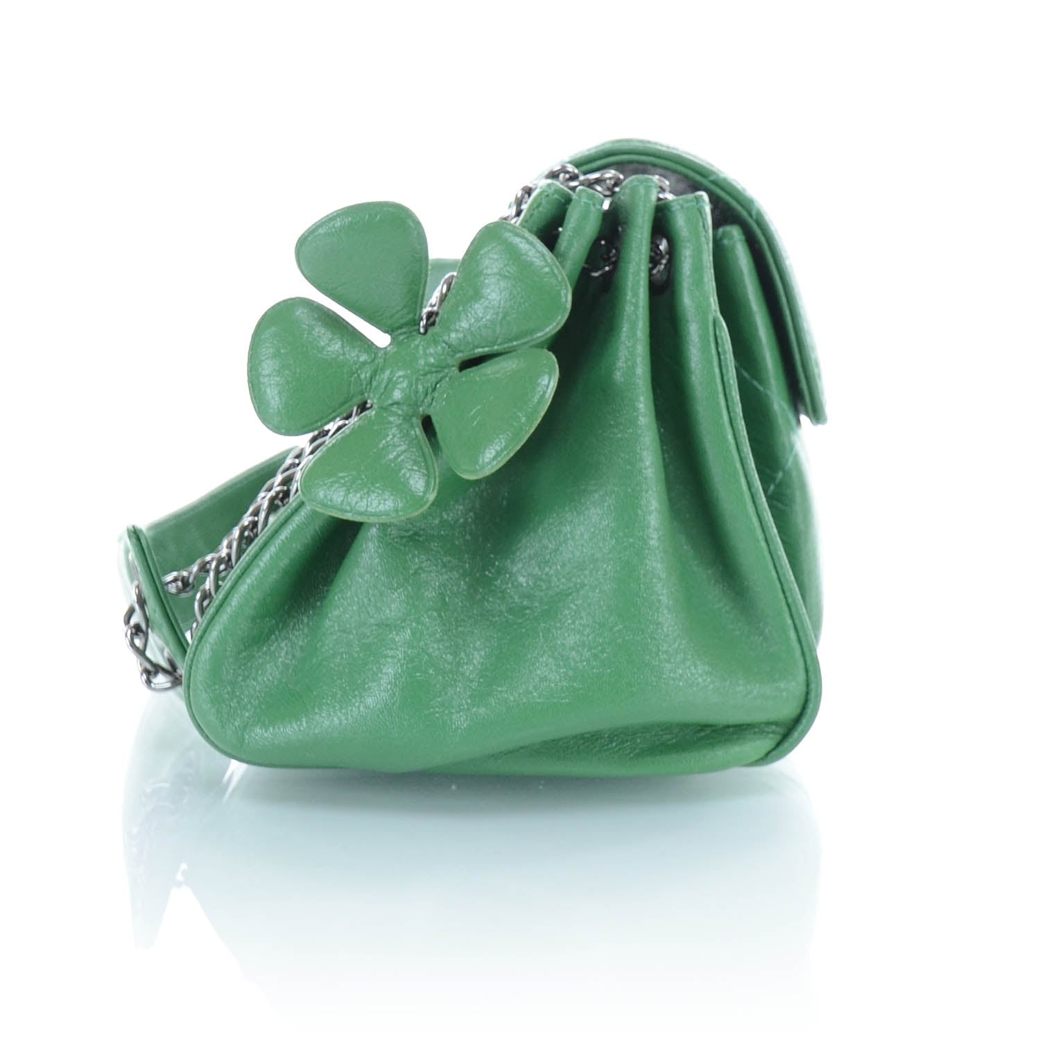 Chanel Leather Quilted Heart and Clove Flap Bag Green 7 of 12