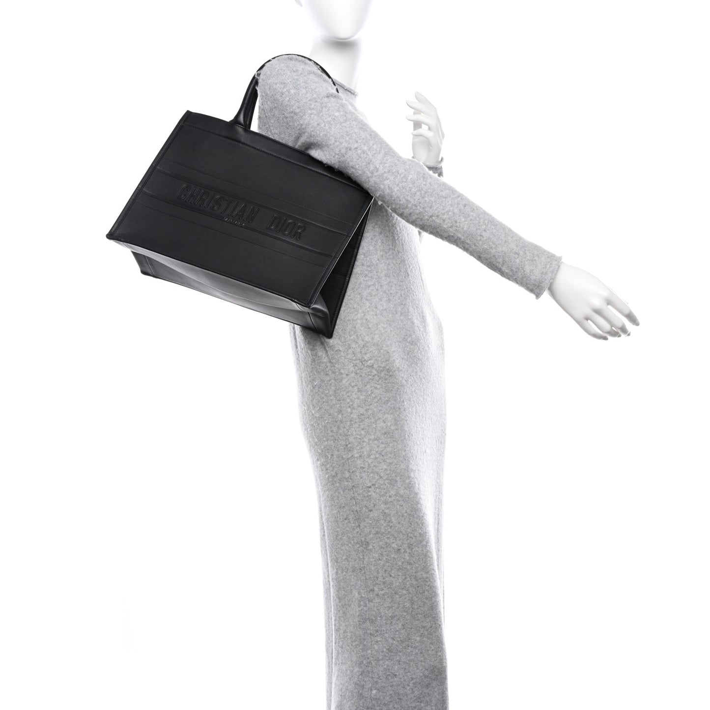 Calfskin Embossed Medium Book Tote Black