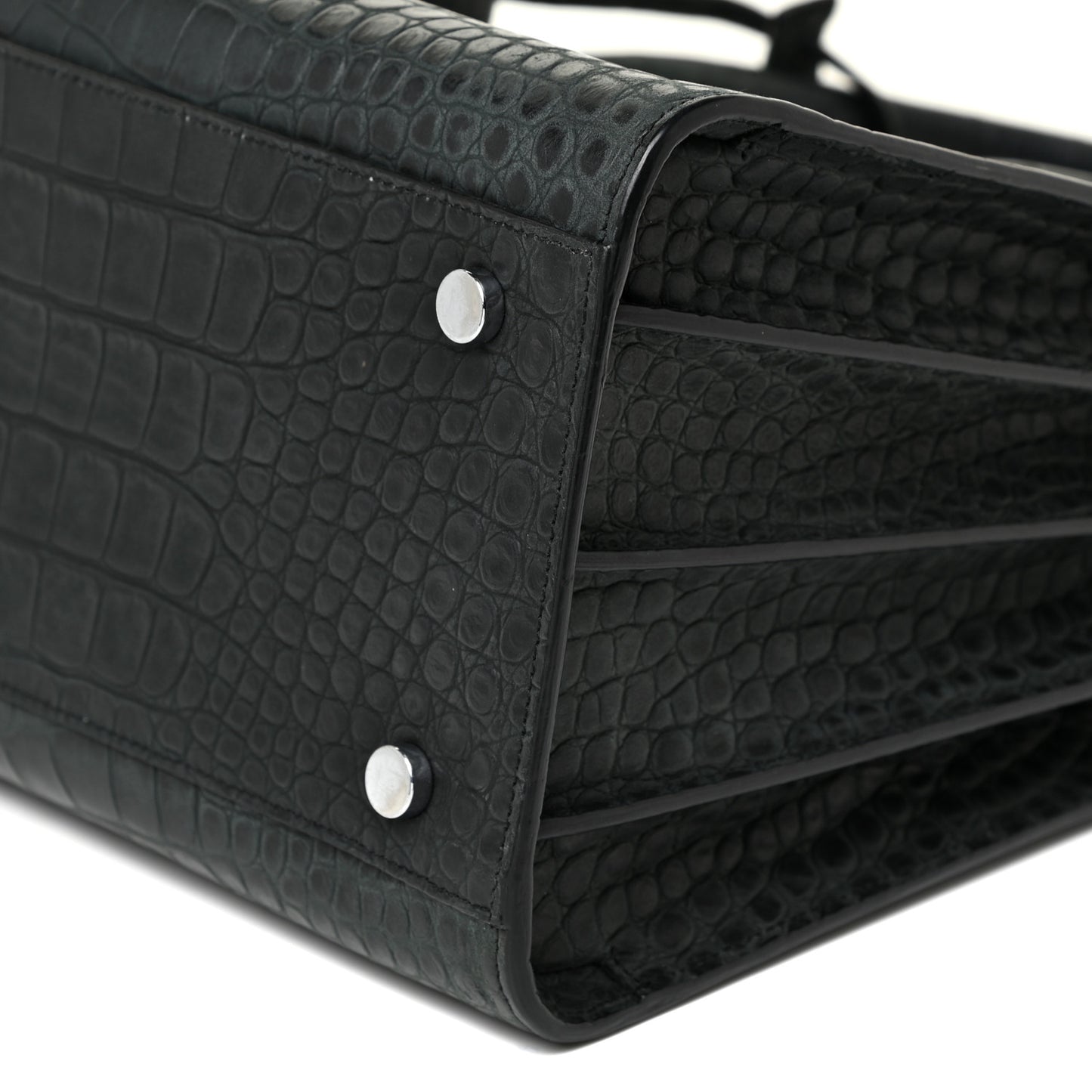 Calfskin Crocodile Embossed Small Sac De Jour Dusty Black