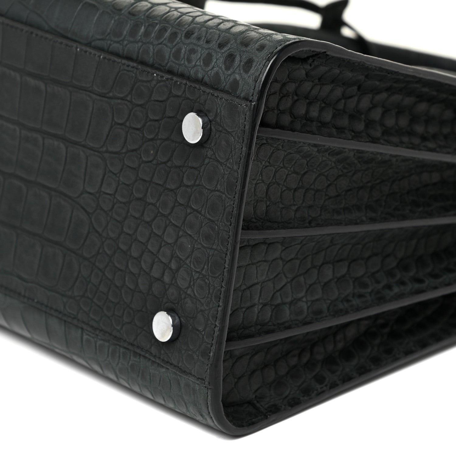 Saint Laurent Calfskin Crocodile Embossed Small Sac De Jour Dusty Black 10 of 18