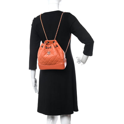 Chanel Aged Calfskin Quilted Small Gabrielle Backpack Orange 2 of 10
