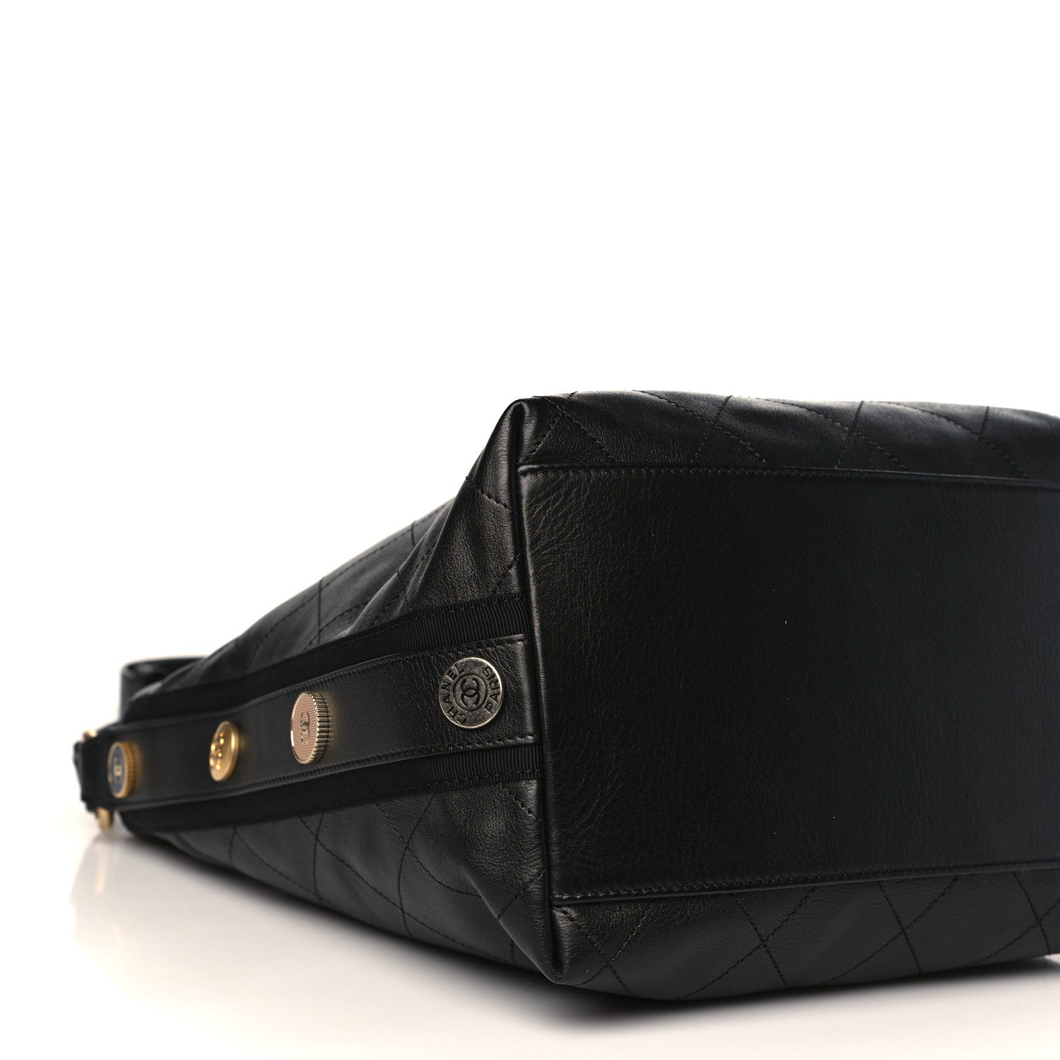 Chanel Calfskin Stitched Large Button Up Hobo Black 8 of 9